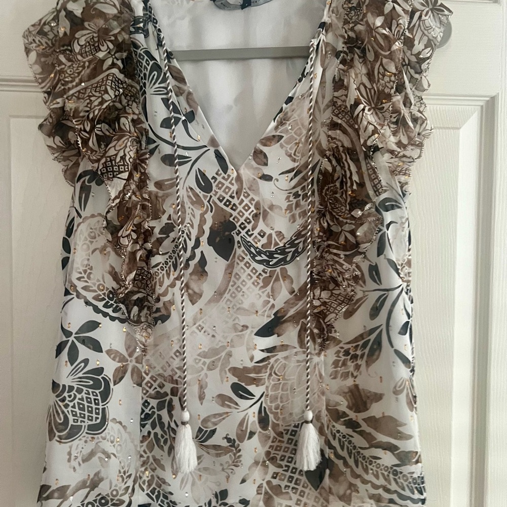 White House Black Market ruffled women’s shirt